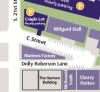 Closeup of the UW Tacoma Parking map, showing the location of the Cragle lot and surrounding parking.