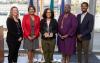 Photo of Kira King, Lead Academic Advisor, UW Tacoma School of Engineering and Technology; Tacoma Mayor Victoria Woodards; Congresswoman Marilyn Strickland; UW Tacoma Chancellor Sheila Edwards Lange; Degrees of Change CEO Marquise Dixon