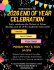Graphic for 2026 end of year celebration - May 11, 2026 - 5PM - Mikey's Public House