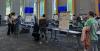 Wide shot of a poster fair