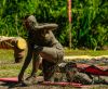 Sage Ahrens-Nichols competes in a challenge on Survivor season 49