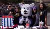 Hendrix the husky mascot with students at event